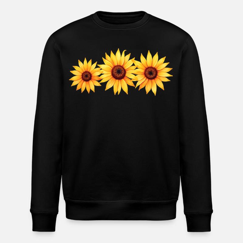 Wunderschönes Sonnenblumen-Gemälde Kunstdruck - Stanley/Stella Unisex Bio-Sweatshirt ROLLER - Schwarz