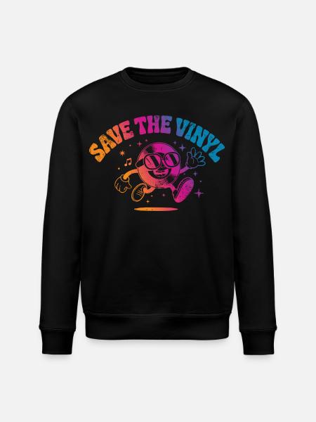 Save the Vinyl DJ Music - Stanley/Stella ROLLER Unisex Organic Sweatshirt - black