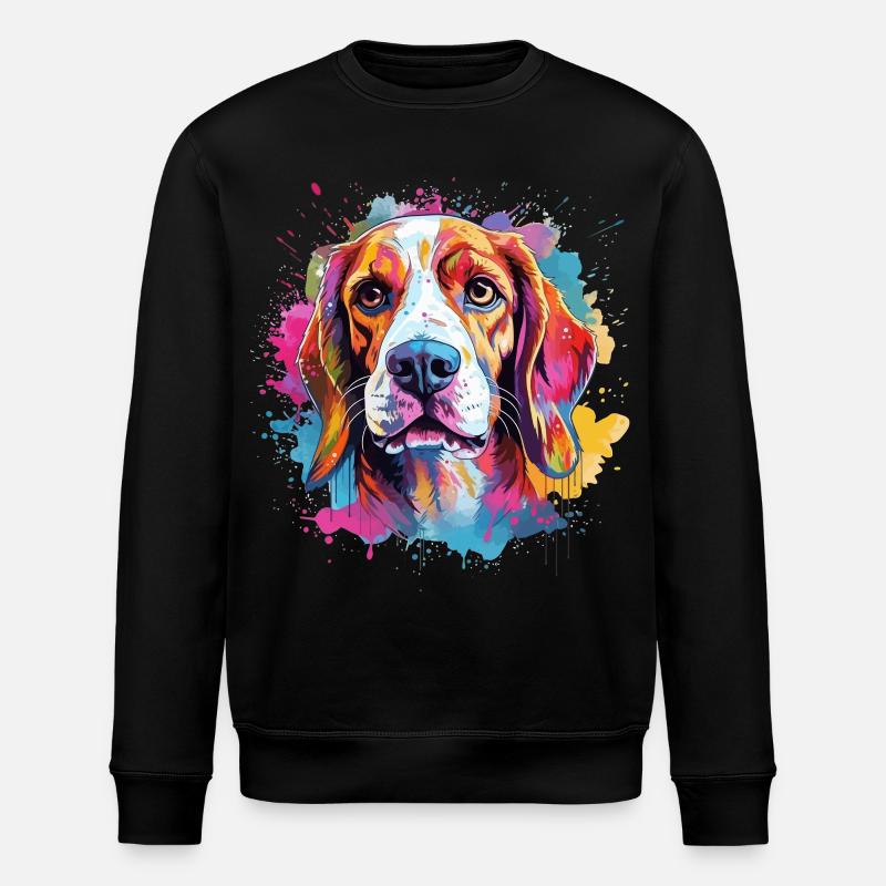 Farbenfroher Hunde-Splash-Art-Beagle - Stanley/Stella Unisex Bio-Sweatshirt ROLLER - Schwarz