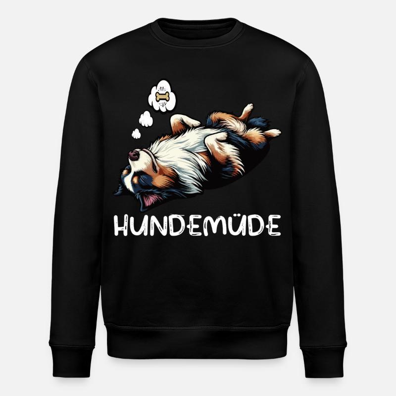 Hundemüde Australian Shepherd Aussie Aussiehalter - Stanley/Stella Unisex Bio-Sweatshirt ROLLER - Schwarz