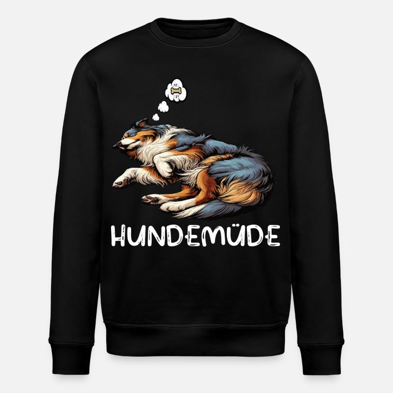 Hundemüde Australian Shepherd Aussie Aussiehalter - Stanley/Stella Unisex Bio-Sweatshirt ROLLER - Schwarz