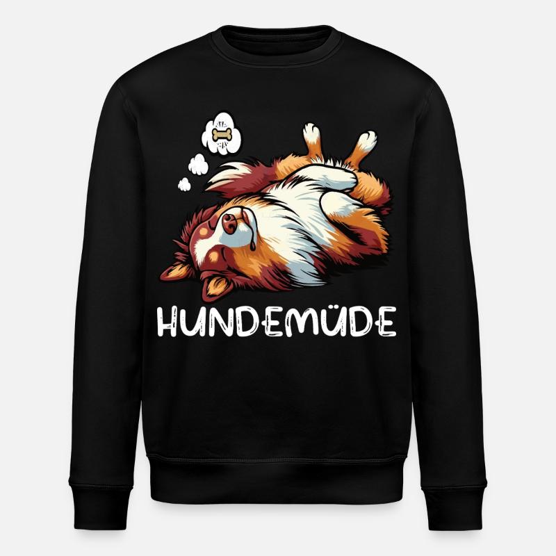 Hundemüde Australian Shepherd Aussie Aussiehalter - Stanley/Stella Unisex Bio-Sweatshirt ROLLER - Schwarz