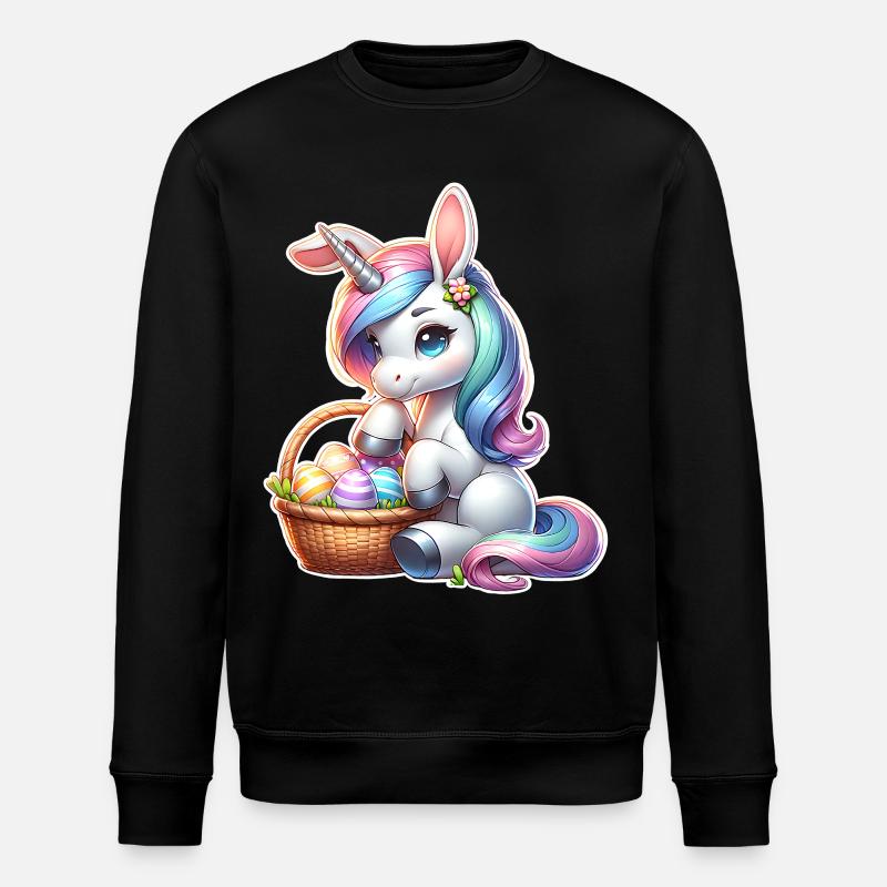 Einhorn Ostern - Stanley/Stella Unisex Bio-Sweatshirt ROLLER - Schwarz