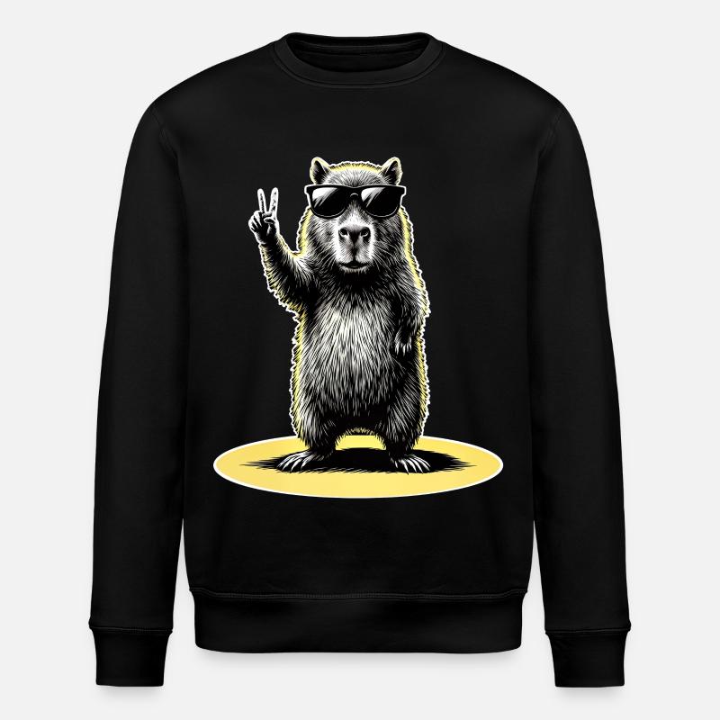 Capybara Peace - Stanley/Stella ROLLER Unisex Organic Sweatshirt - black