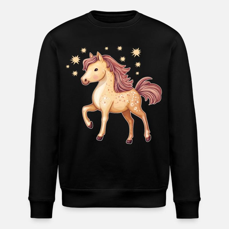 Niedliches Pferd mit Sternen - Stanley/Stella Unisex Bio-Sweatshirt ROLLER - Schwarz