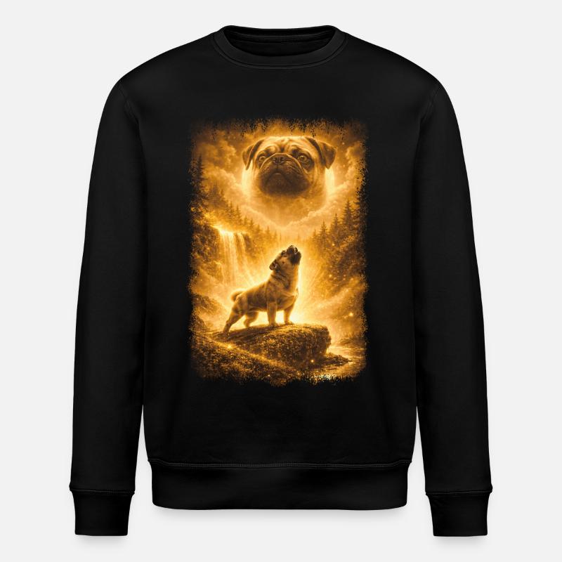 Mops, Mond - Stanley/Stella Unisex Bio-Sweatshirt ROLLER - Schwarz