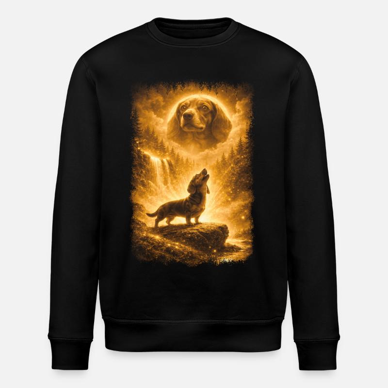 Dackel, Mond - Stanley/Stella Unisex Bio-Sweatshirt ROLLER - Schwarz