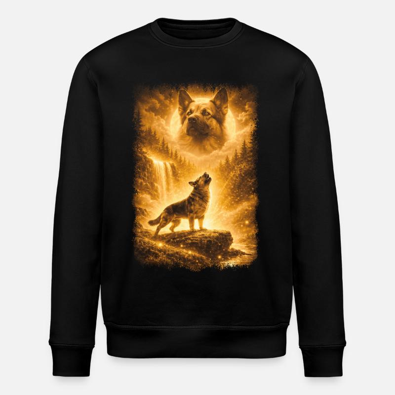 German Shepherd, Moon - Stanley/Stella ROLLER Unisex Organic Sweatshirt - black