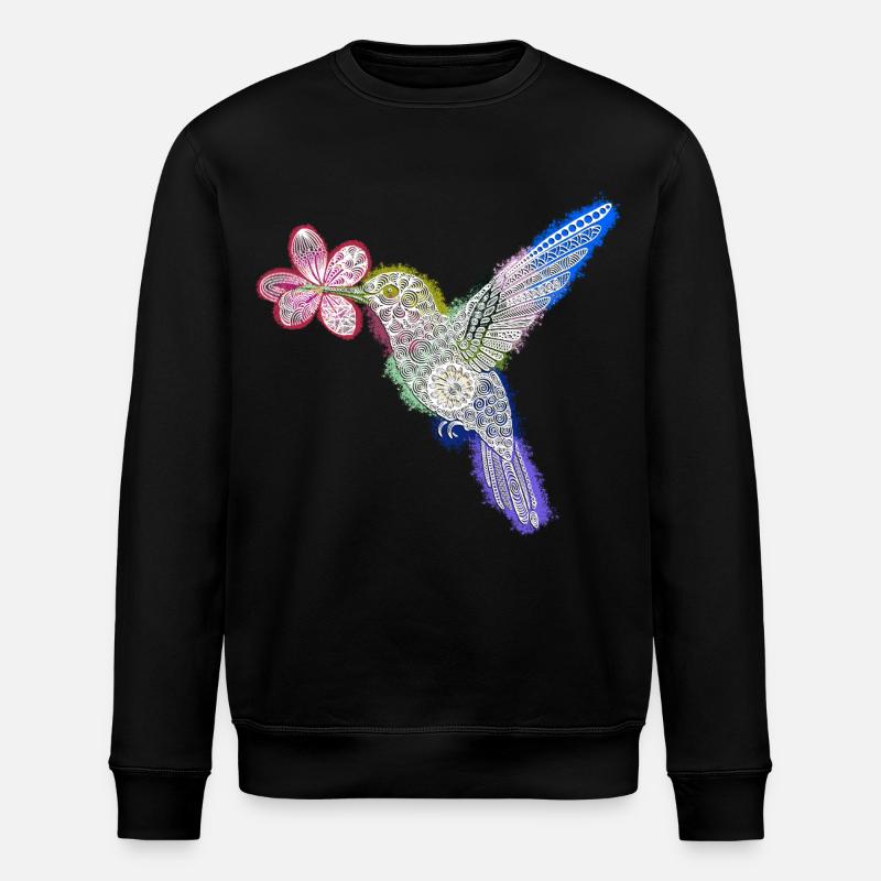Zentangle-Kolibri mit Blume - Stanley/Stella Unisex Bio-Sweatshirt ROLLER - Schwarz