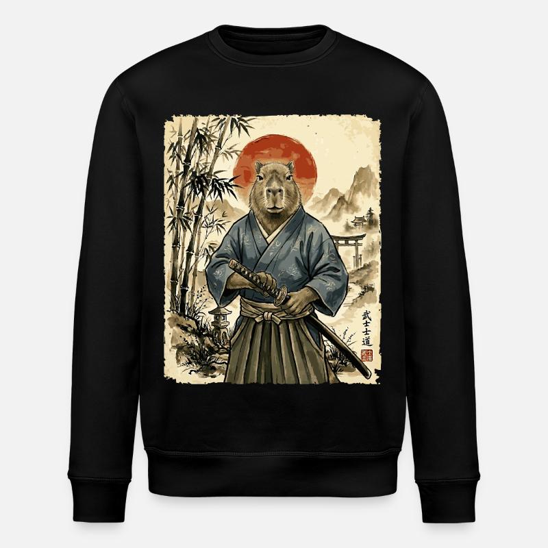 Samurai, Capybara, Japanische Kunst, Anime - Stanley/Stella Unisex Bio-Sweatshirt ROLLER - Schwarz