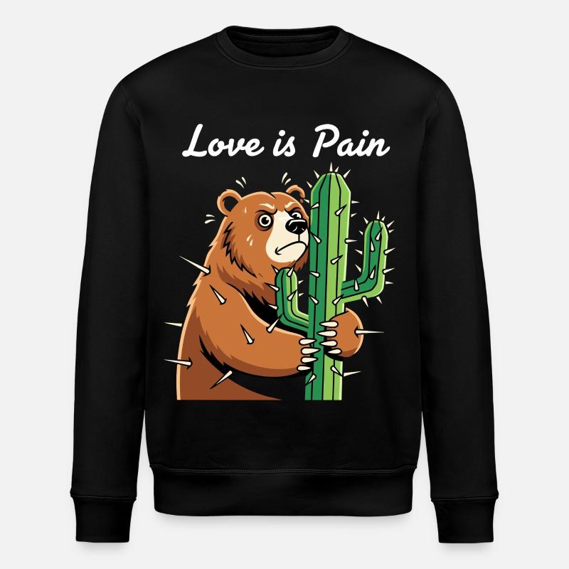 Bär umarmt Kaktus Schmerz - Stanley/Stella Unisex Bio-Sweatshirt ROLLER - Schwarz