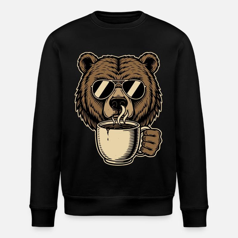 Bearly Awake Kaffee Bär - Stanley/Stella Unisex Bio-Sweatshirt ROLLER - Schwarz