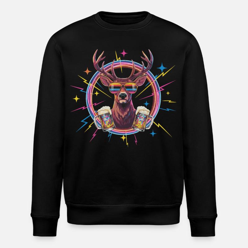 Bière disco Retro Deer - Sweat bio ROLLER Stanley/Stella Unisexe - noir