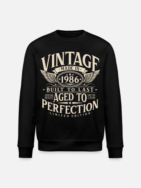 Vintage 1986 Vintage Birthday Retro Gift - Stanley/Stella ROLLER Unisex Organic Sweatshirt - black