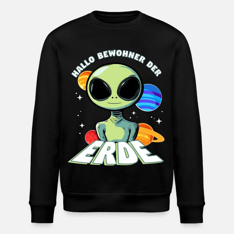 Hallo Bewohner der Erde Alien - Stanley/Stella Unisex Bio-Sweatshirt ROLLER - Schwarz