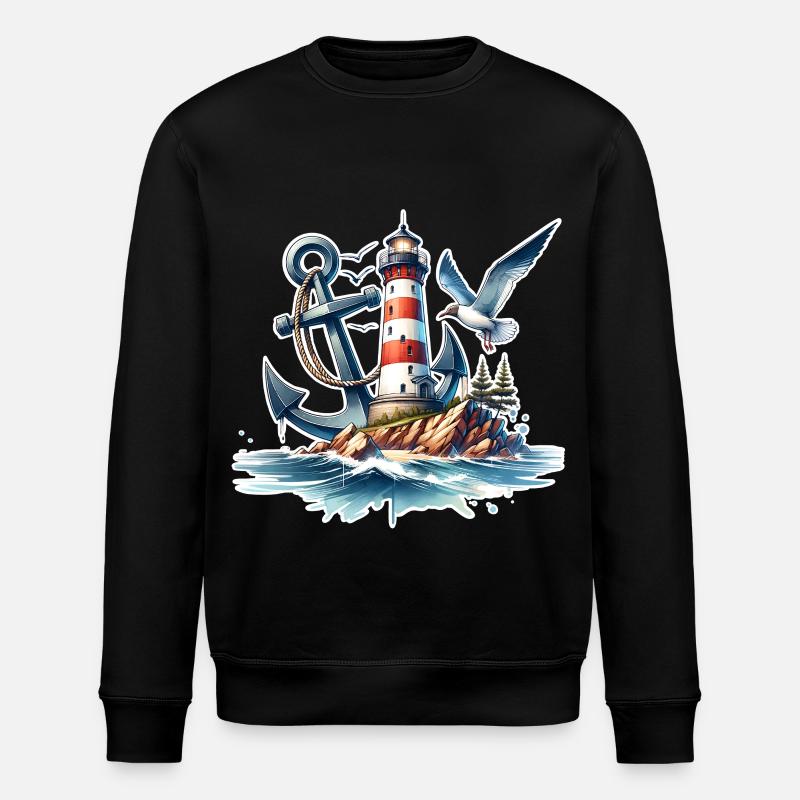 Lighthouse Anchor - Stanley/Stella ROLLER Unisex Organic Sweatshirt - black