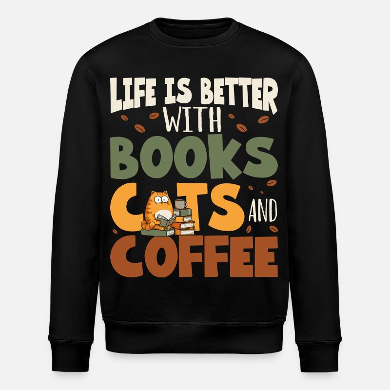 Lecture des livres Chats - Sweat bio ROLLER Stanley/Stella Unisexe - noir