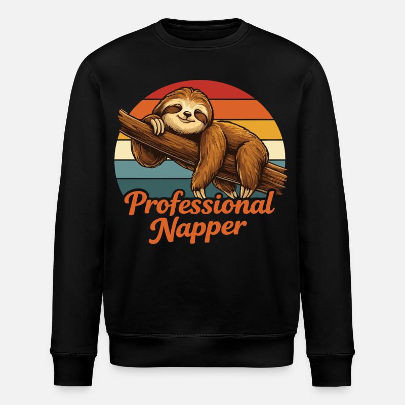 Professional Napper Sloth Shirt Funny Lazy - Stanley/Stella Unisex Bio-Sweatshirt ROLLER - Schwarz