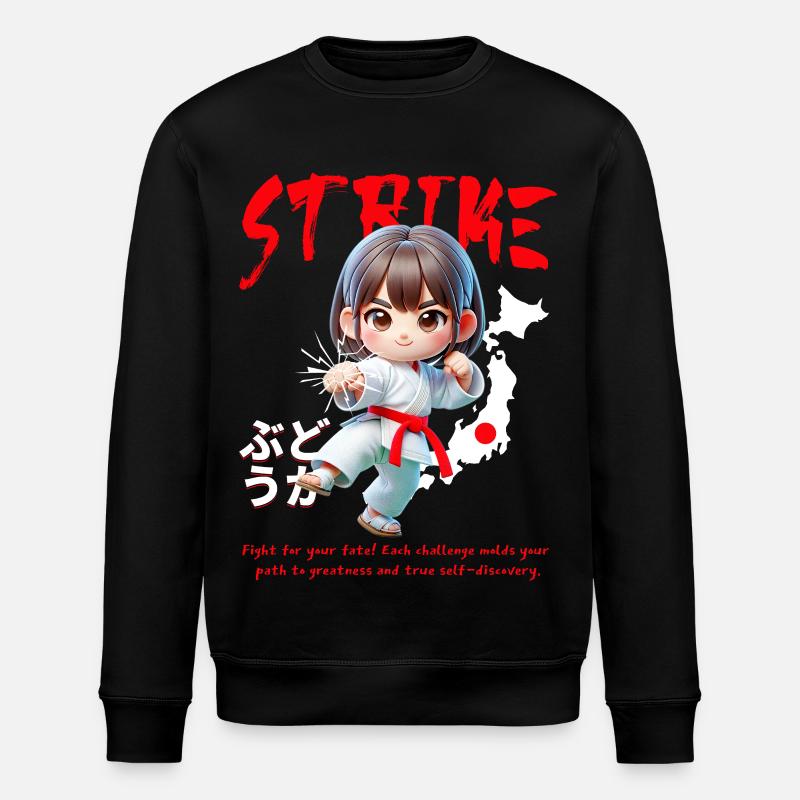 Chibi Karateheld Strike - Stanley/Stella Unisex Bio-Sweatshirt ROLLER - Schwarz