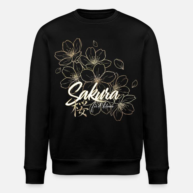 Japanische Sakura Kirschblüten  - Stanley/Stella Unisex Bio-Sweatshirt ROLLER - Schwarz