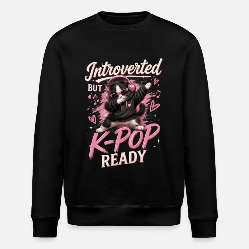 Introverted But K Pop Ready - Stanley/Stella ROLLER Unisex Organic Sweatshirt - black