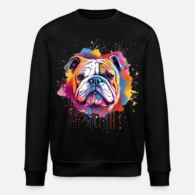 Lebendiges Bulldoggen-Splash-Porträt - Stanley/Stella Unisex Bio-Sweatshirt ROLLER - Schwarz