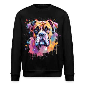 Boxer Bunte Hund Splash Art - Stanley/Stella Unisex Bio-Sweatshirt ROLLER - Schwarz - Vorne - Nik (191cm)