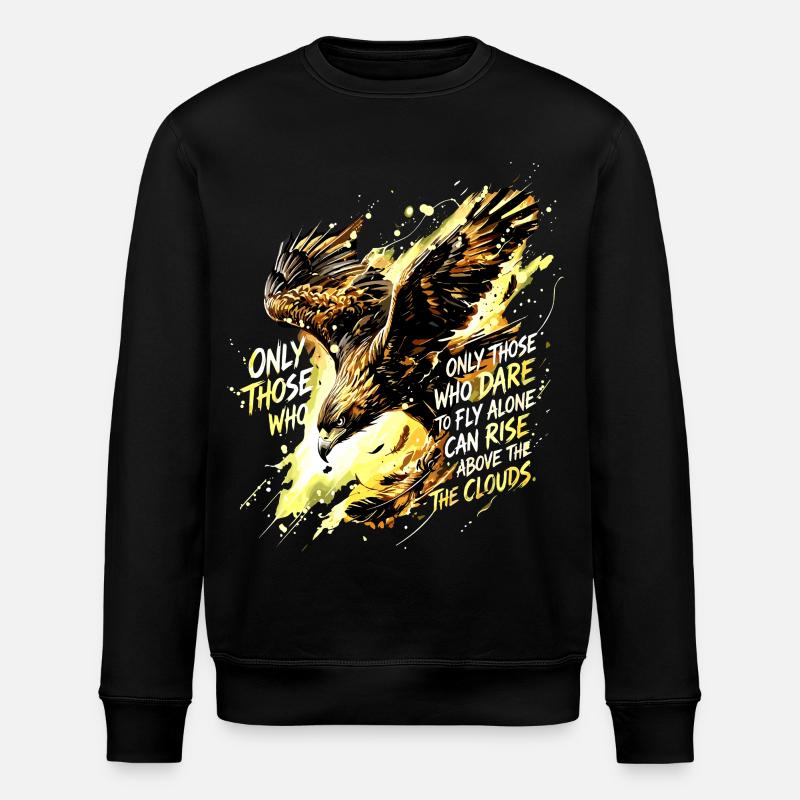 Fly Alone Eagle Quote Art - Stanley/Stella ROLLER Unisex Organic Sweatshirt - black