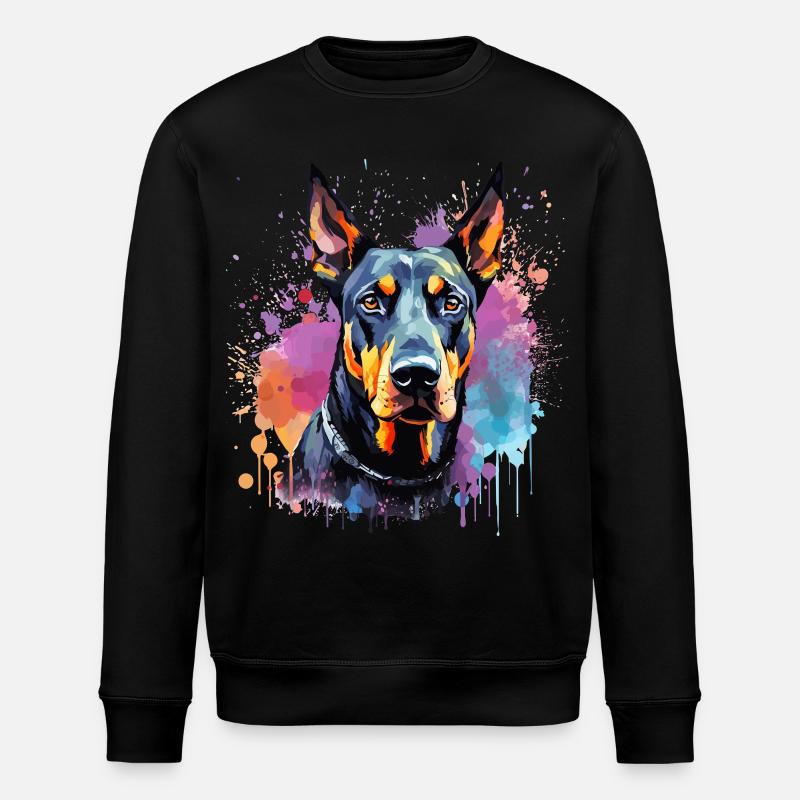 Doberman Pinscher Dog Splash Art - Stanley/Stella Unisex Bio-Sweatshirt ROLLER - Schwarz