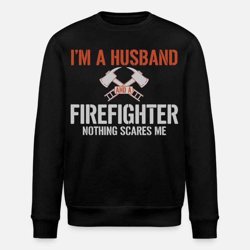 Husband Firefighter - Stanley/Stella ROLLER Unisex Organic Sweatshirt - black