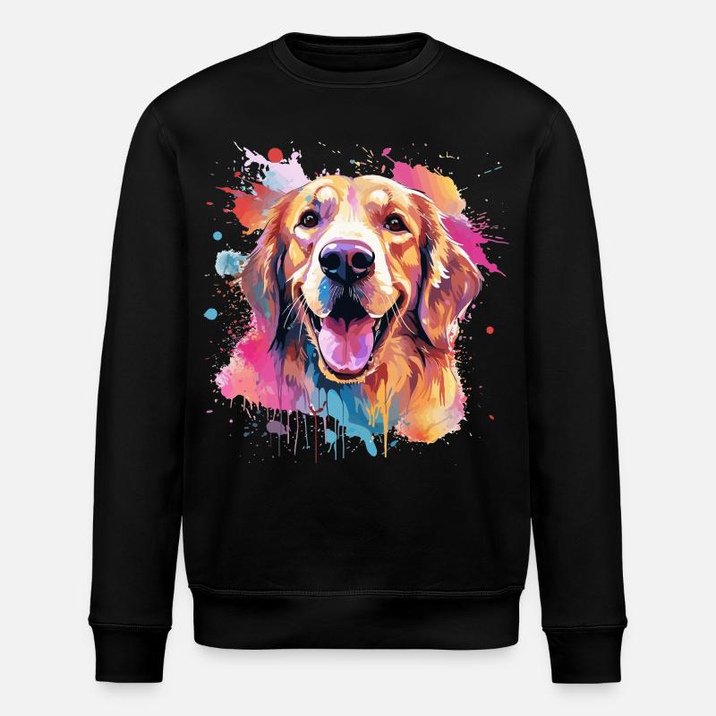 Golden Retriever Bunte Hunde-Splash-Kunst - Stanley/Stella Unisex Bio-Sweatshirt ROLLER - Schwarz