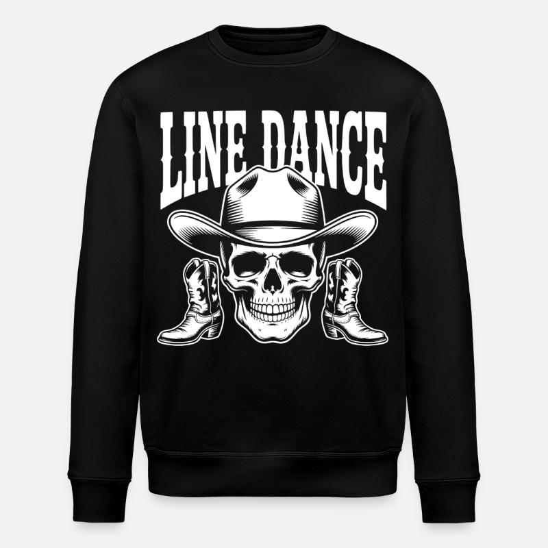 Line Dance Skull Cowboy Boots - Stanley/Stella ROLLER Unisex Organic Sweatshirt - black