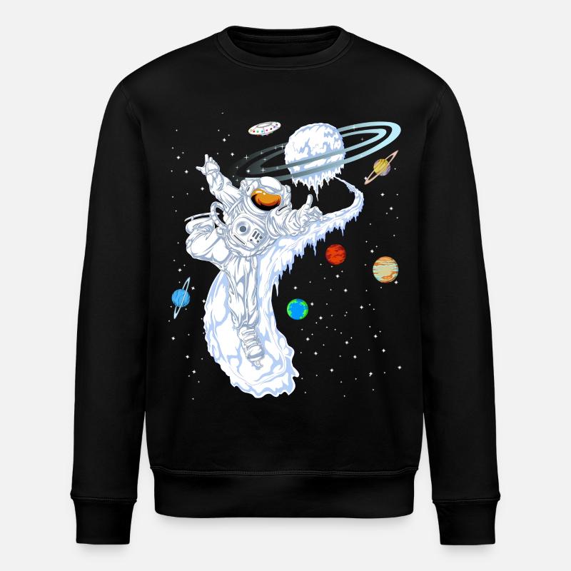 Astronauten-Skiplaneten-Shirt - Stanley/Stella Unisex Bio-Sweatshirt ROLLER - Schwarz