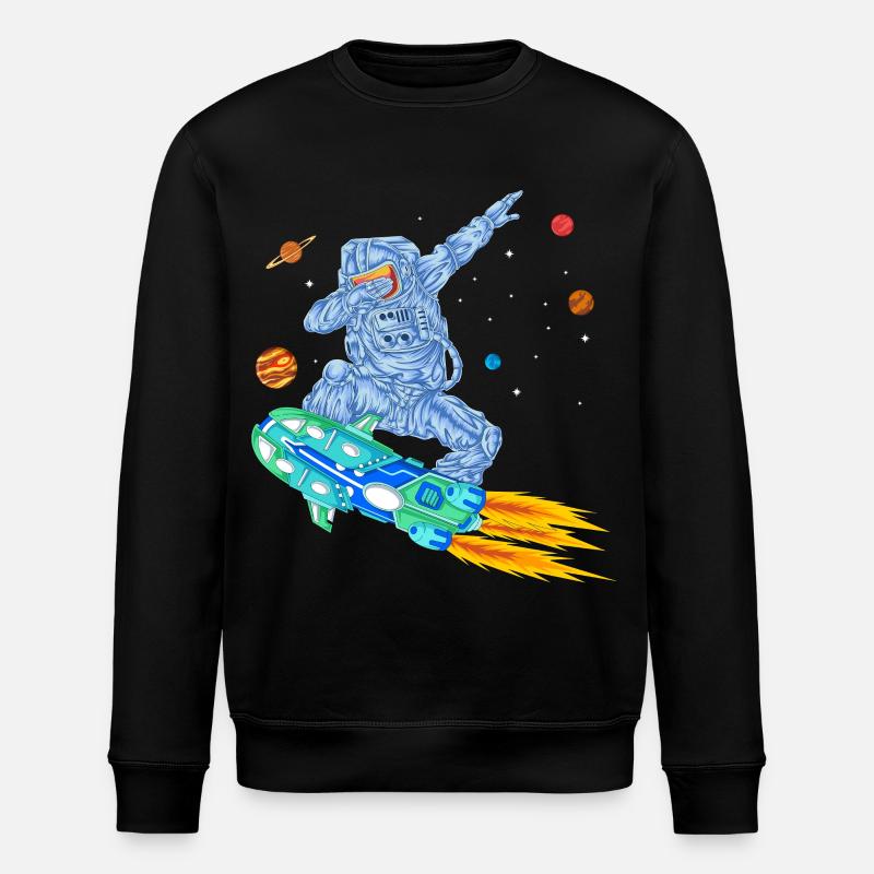 Astronaut Hoverboard Space Shirt - Stanley/Stella ROLLER Unisex Organic Sweatshirt - black