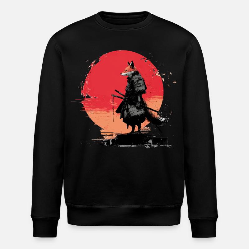 Fox Samurai au coucher du soleil - Sweat bio ROLLER Stanley/Stella Unisexe - noir