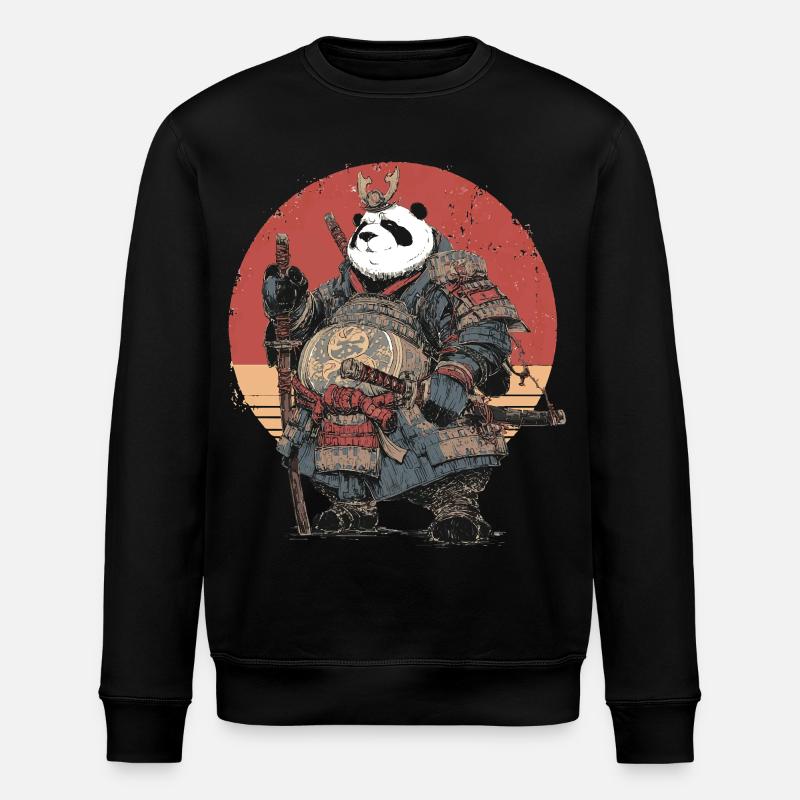 Panda Samurai in Sturdy Armor - Stanley/Stella ROLLER Unisex Organic Sweatshirt - black