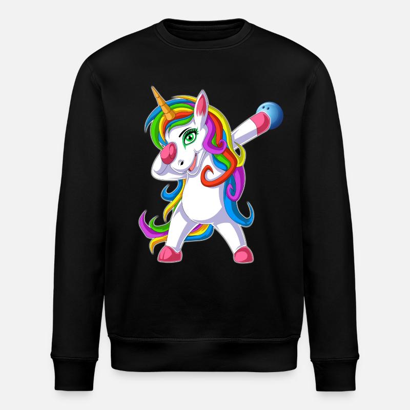 Einhorn-Bowling-lustiges Hemd - Stanley/Stella Unisex Bio-Sweatshirt ROLLER - Schwarz