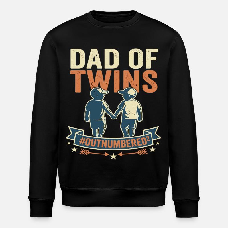 Dad Of Twins Zwillinge Vater Kinder - Stanley/Stella Unisex Bio-Sweatshirt ROLLER - Schwarz