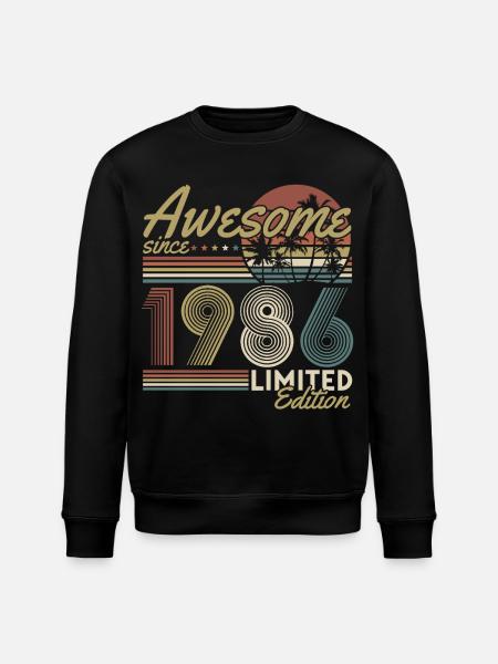Bursdag i 1986 - Retro gave - Stanley/Stella ROLLER økologisk unisex-sweatshirt - svart