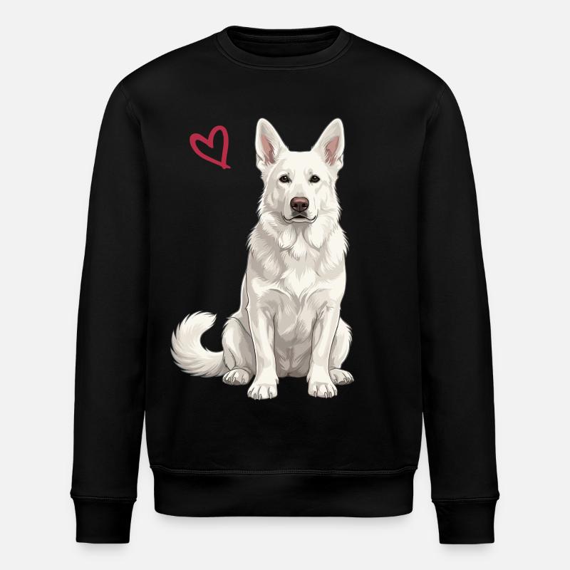 White German Shepherd, White Shepherd - Stanley/Stella ROLLER Unisex Organic Sweatshirt - black