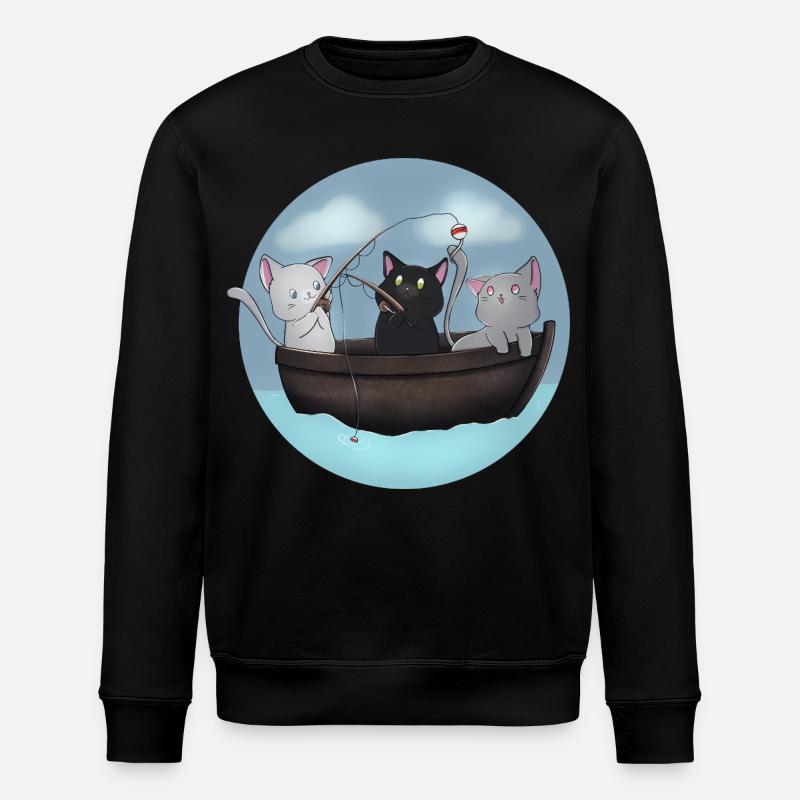 Kawaii Cats Fischerboot-Hemd - Stanley/Stella Unisex Bio-Sweatshirt ROLLER - Schwarz
