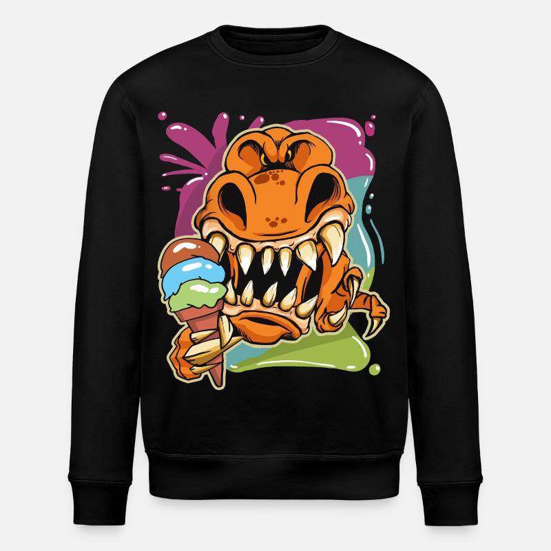 Liebe den T-Rex-Cartoon - Stanley/Stella Unisex Bio-Sweatshirt ROLLER - Schwarz