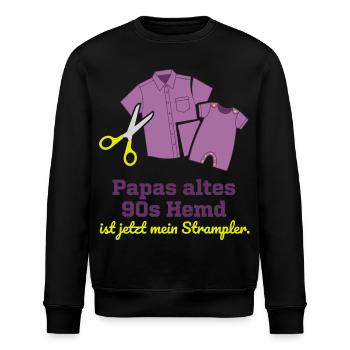 Papas 90er Hemd Upcycling Baby Strampler - Stanley/Stella Unisex Bio-Sweatshirt ROLLER - Schwarz - Vorne - Nik (191cm)
