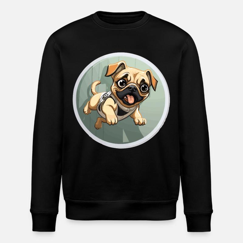 Squeaking Pug Sprinter - Stanley/Stella ROLLER Unisex Organic Sweatshirt - black