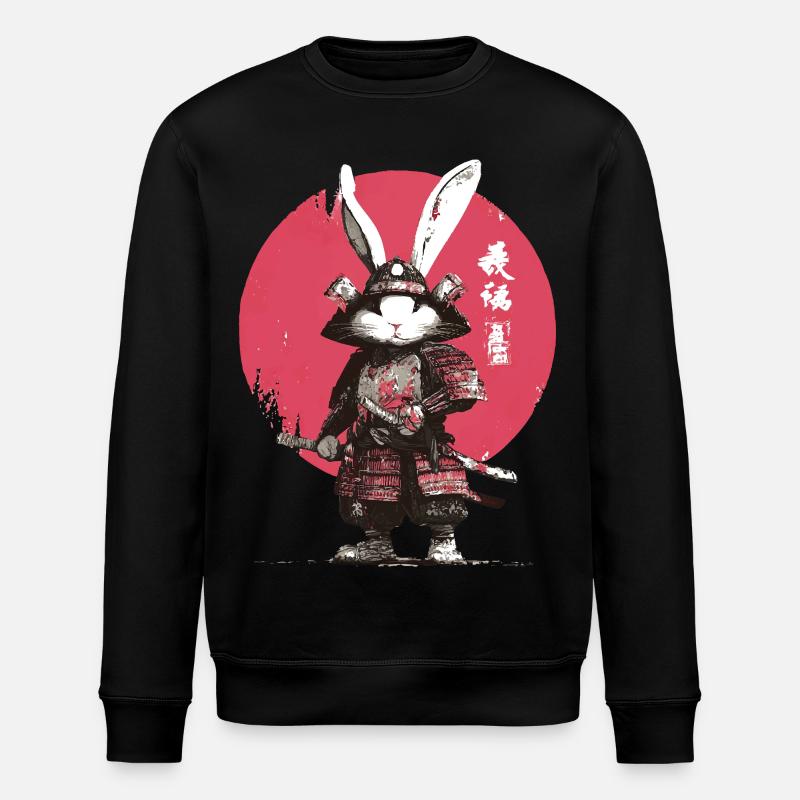 Bunny Samurai in Armor - Stanley/Stella ROLLER Unisex Organic Sweatshirt - black