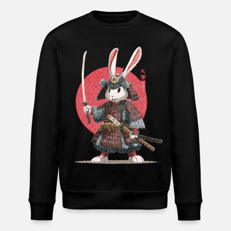Bunny Samurai in Armor - Stanley/Stella ROLLER Unisex Organic Sweatshirt - black