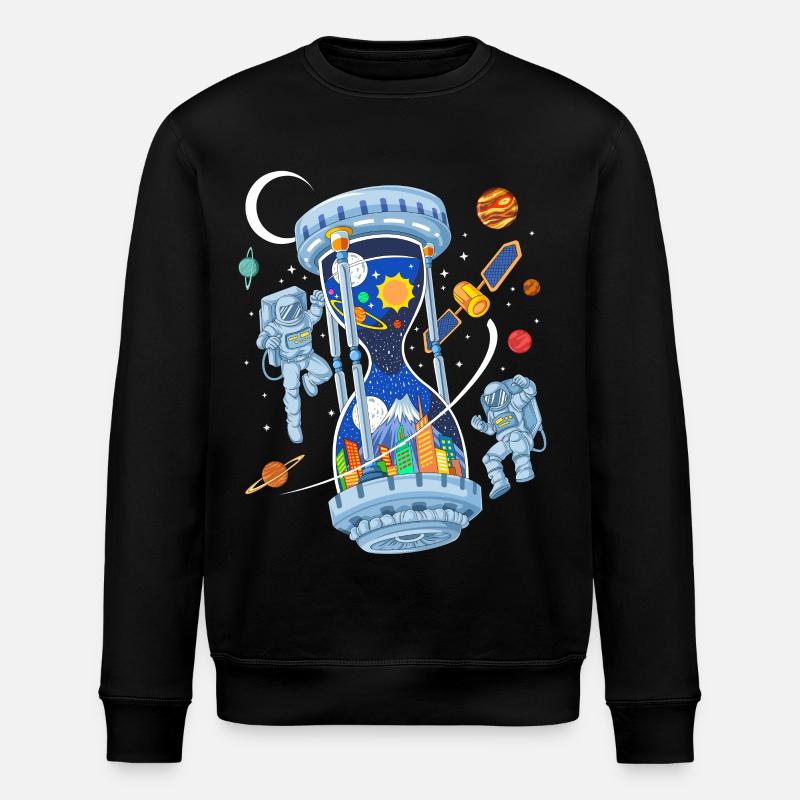 Space Hourglass Astronauts Galaxy Time - Stanley/Stella ROLLER Unisex Organic Sweatshirt - black