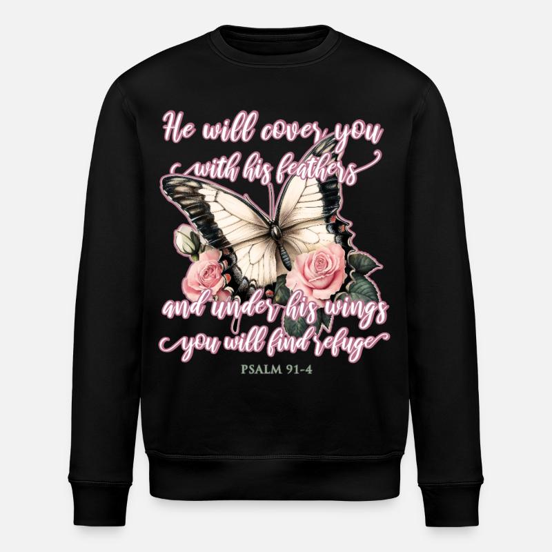Schmetterling Christlich - Stanley/Stella Unisex Bio-Sweatshirt ROLLER - Schwarz