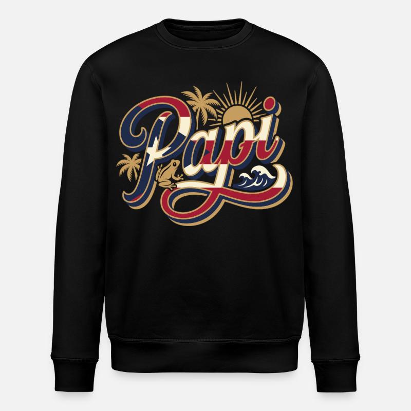 Papa Plage tropicale Palmiers Été Papa - Sweat bio ROLLER Stanley/Stella Unisexe - noir