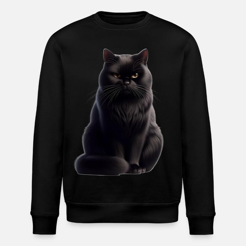 Black cat - Stanley/Stella ROLLER Unisex Organic Sweatshirt - black